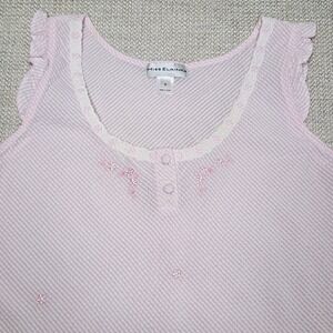 Miss Elaine Pink Sleeveless  Embroidered Sleep shirt Nightgown Women's‎ Sz S